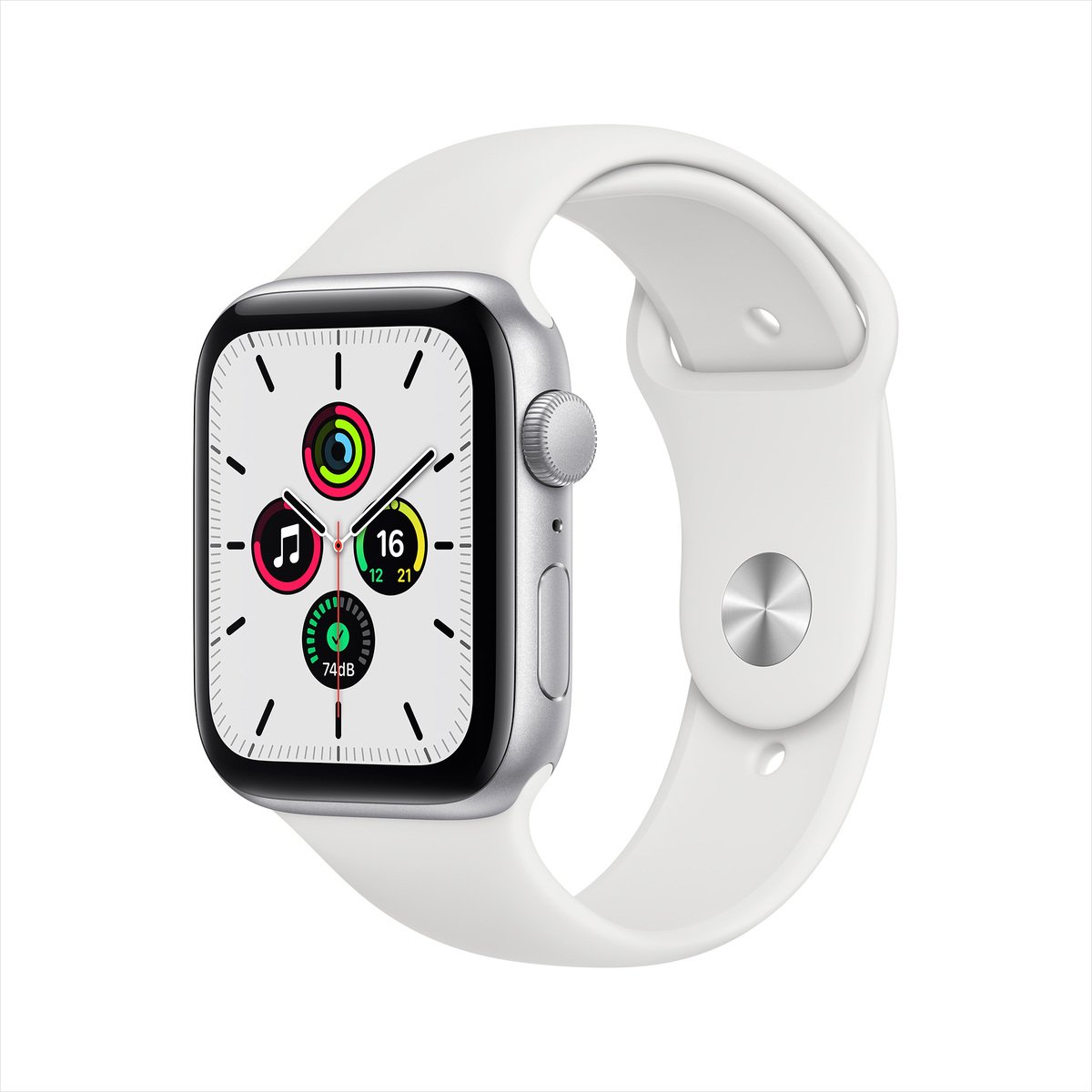 Apple Watch SE GPS MYDM2AE/A 40mm Silver Aluminum Case with Sport Band White