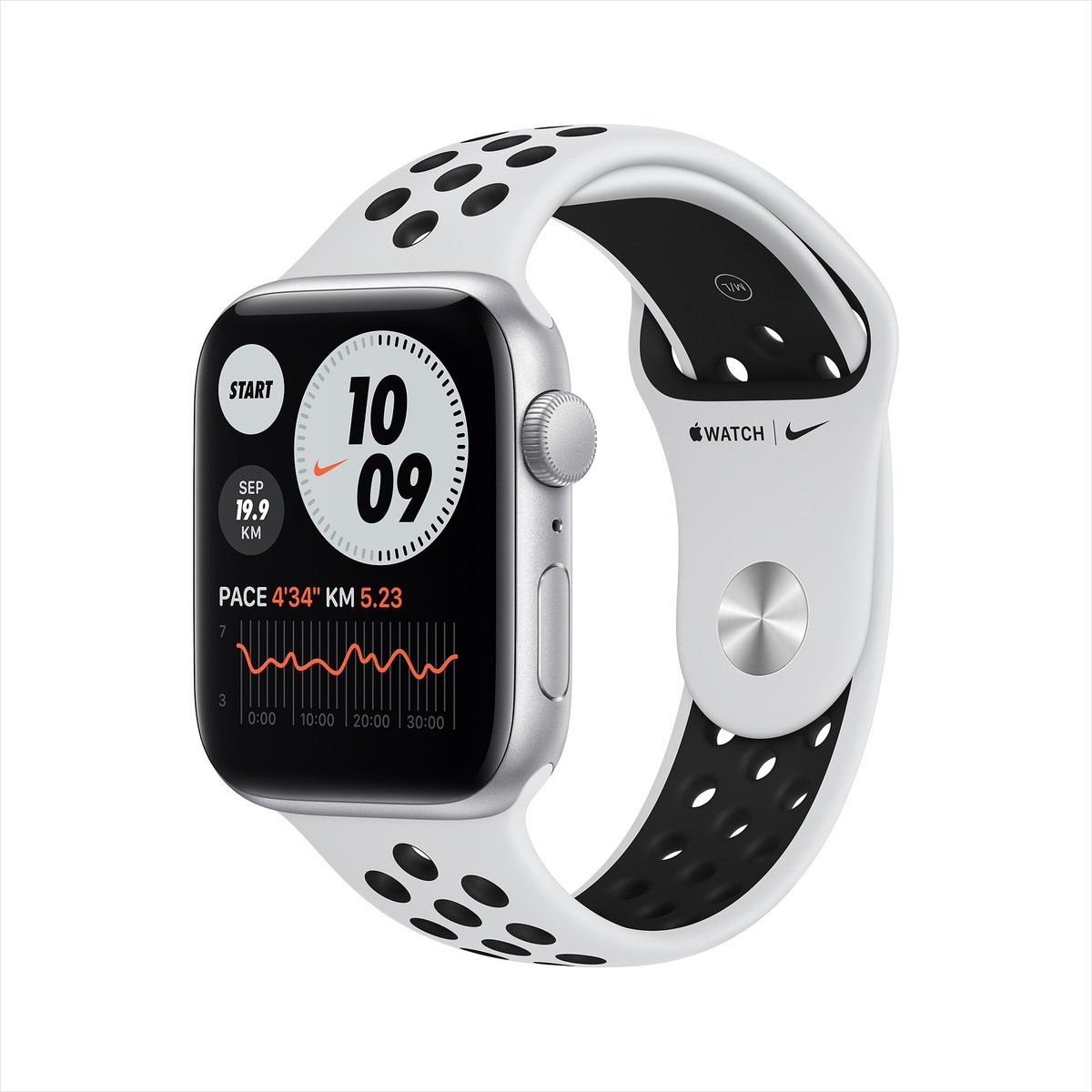 Apple Watch SE Nike GPS MYYH2AE/A 44mm Silver Aluminum Case with Sport Band Pure Platinum/Black