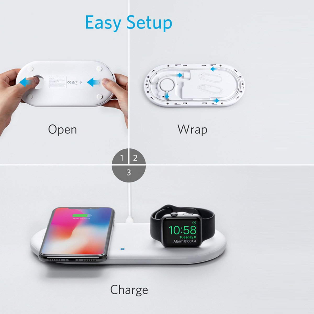 Anker PowerWave+ Pad with Watch Holder B2570K21 White