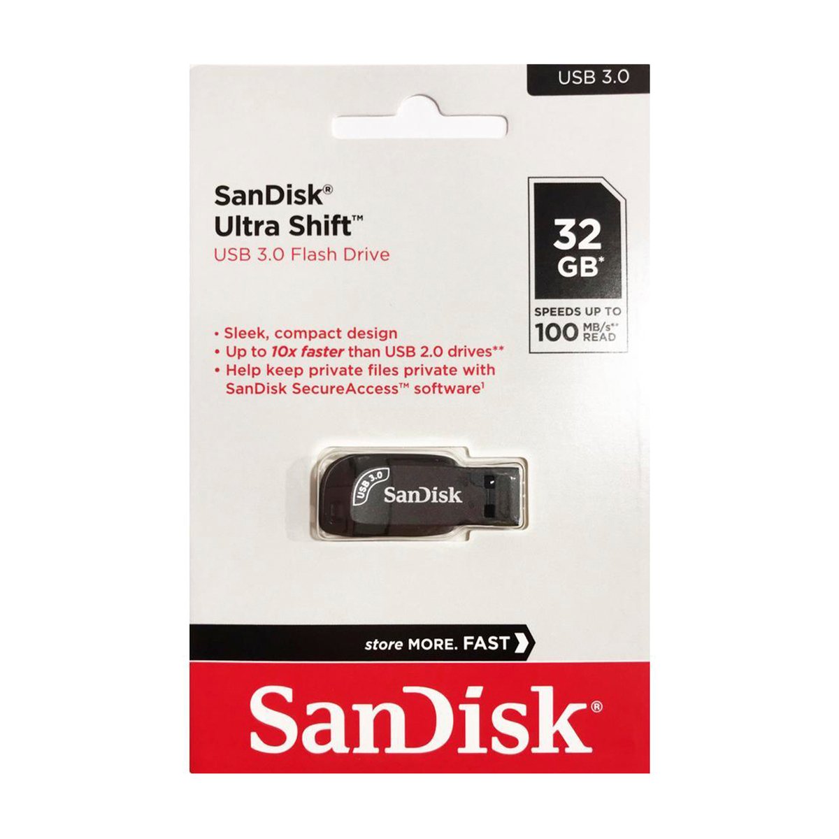 SanDisk 32GB Ultra Shift USB 3.0 Flash Drive, Speed Up to 100MB/s (SDCZ410-032G-G46)
