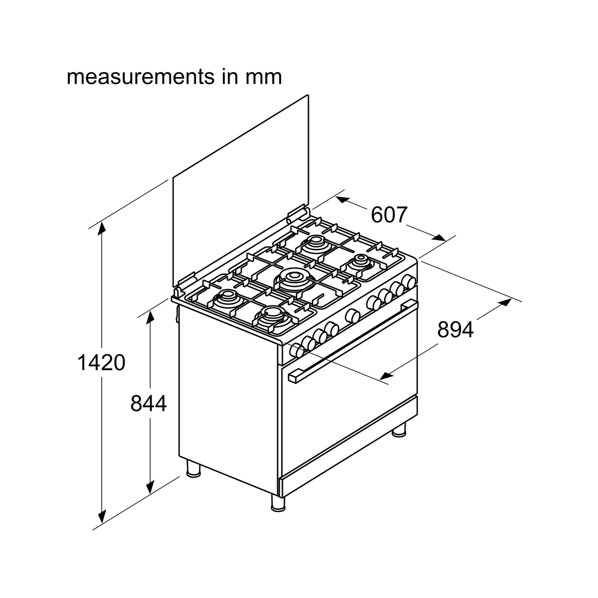 Bosch Cooking Range HGV1E0U50M 90x60 5Burner Online at Best Price Gas