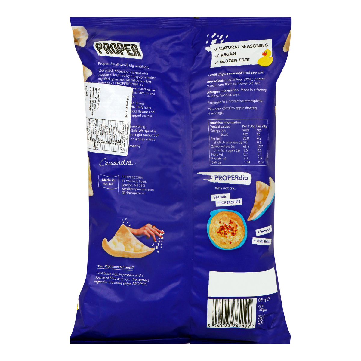 Proper Lentil Chips Sea Salt 85 g