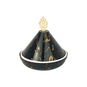 Home Ceramic Candy Pot Round Black Marble CT-092M