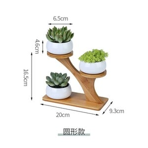 Maple Leaf 3pcs Flower Pot With Wooden Stand JL1016
