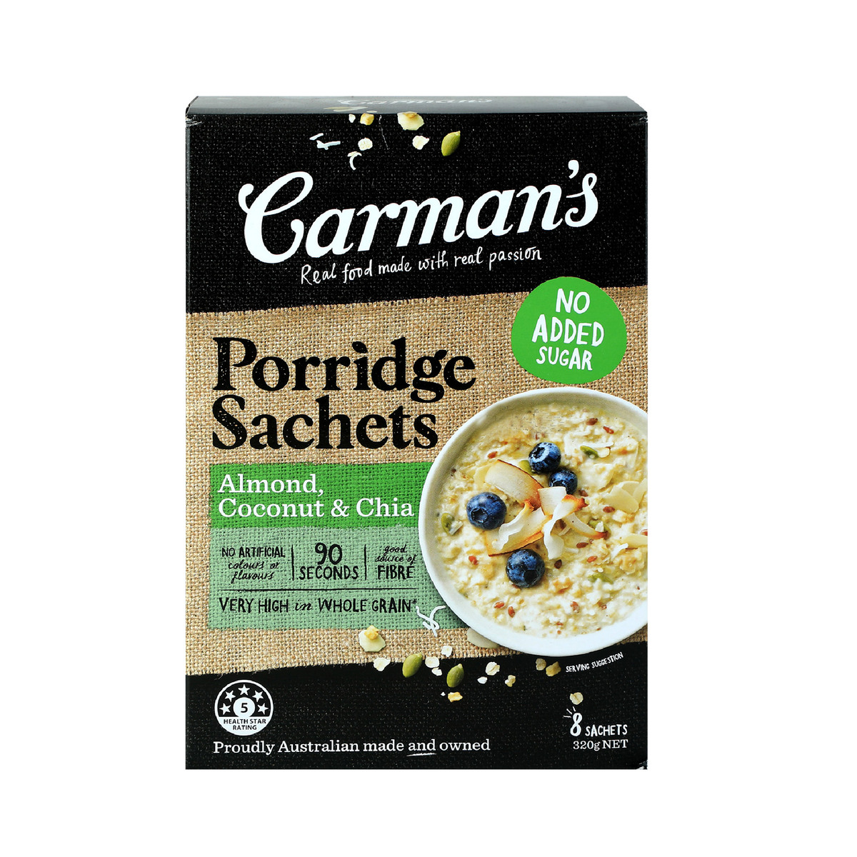 Carman's Porridge Sachets Almond Coconut & Chia 320 g