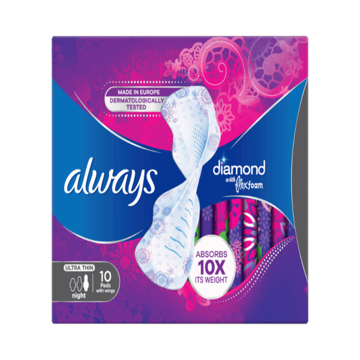Always Radiant Flex Foam Overnight Pads With Wings Size 4 - 20 CT 6 Pack