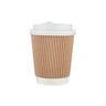 Hotpack Kraft Ripple Cups With Lids Capacity 8oz 10pcs