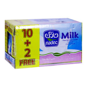 Nadec Long Life Skimmed Milk 12 x 1 Litre