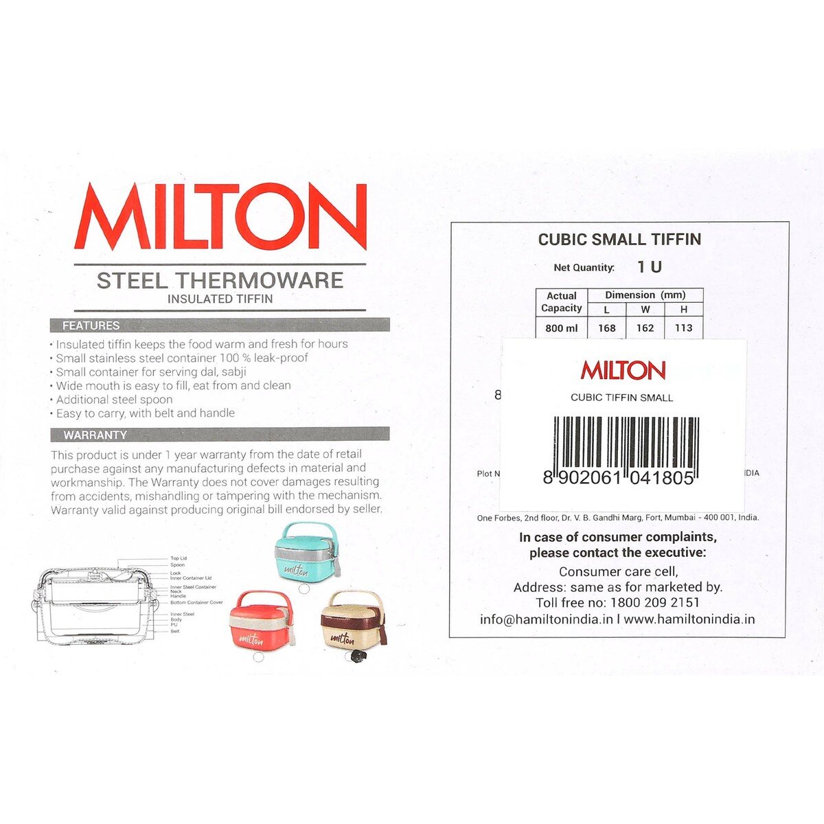 Milton Cubic Tiffin 03015550 800ml