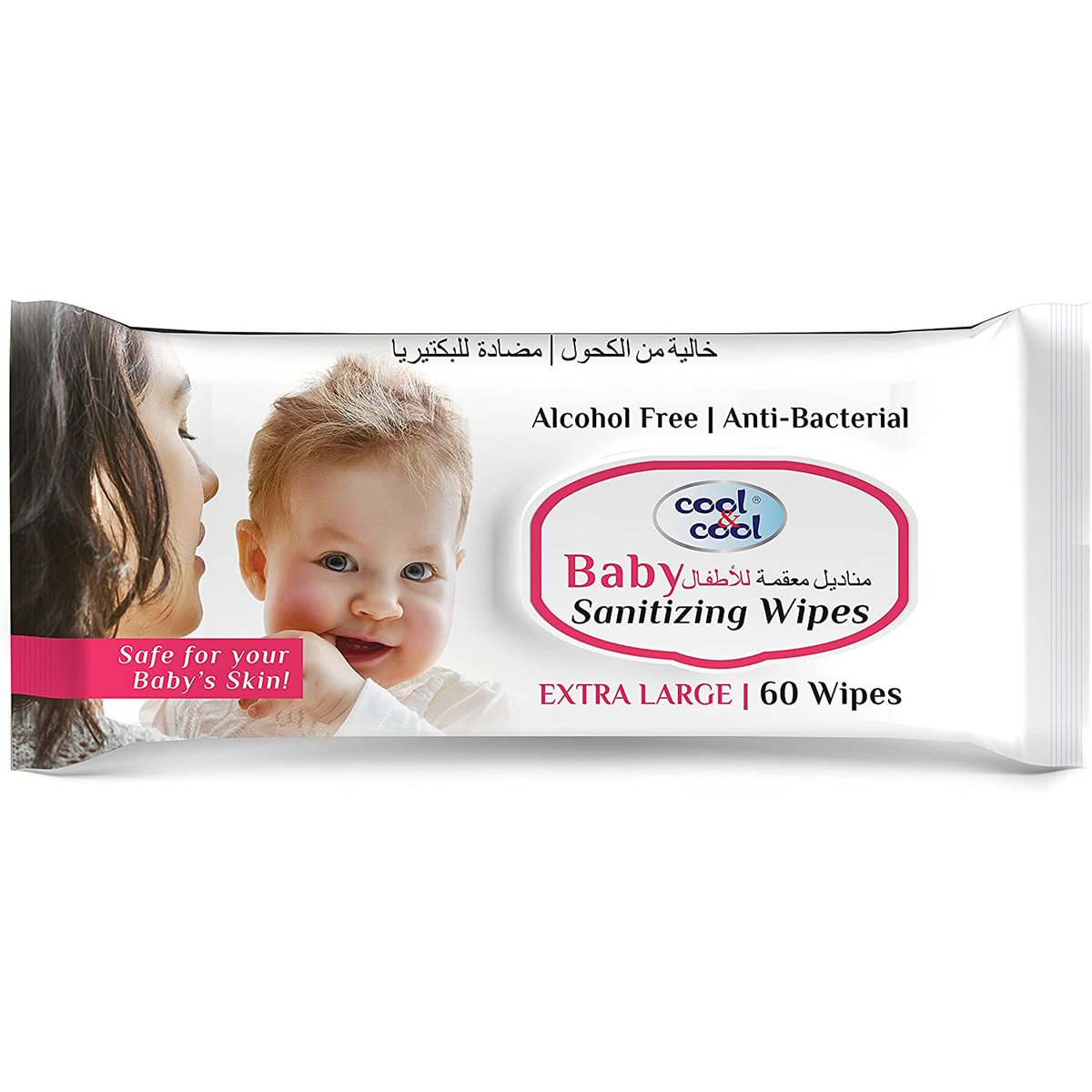 Cool & Cool Anti-Bacterial Baby Sanitizing Wipes Extra Large 60pcs