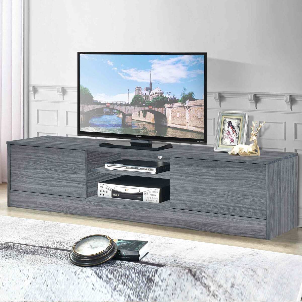 Maple Leaf  TV-Cabinet Wood 11580 Graphite Size: 40x40x179 Cms(HxWxL) (Made In Malaysia)