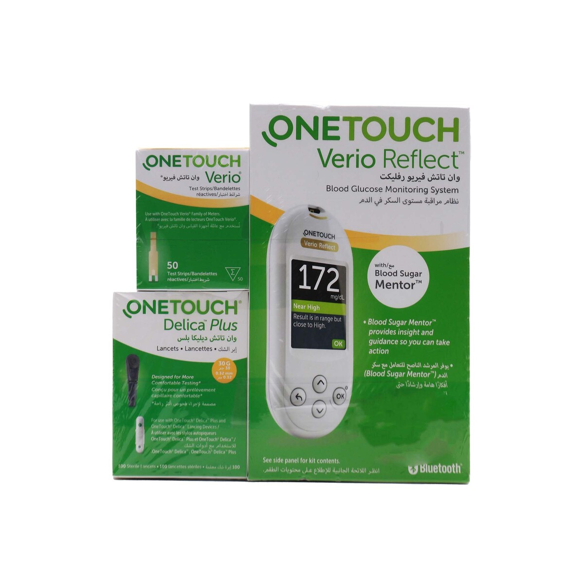 One Touch Verio Reflect Glucose Monitoring + Lancets 100 + Test Strips