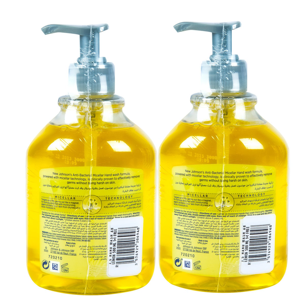 Johnson's Anti-Bacterial Micellar Hand Wash Lemon 2 x 500 ml