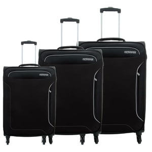 American Tourister Holiday 4 Wheel Soft Trolley Set, 3 pcs, 80+68+55 cm, Black