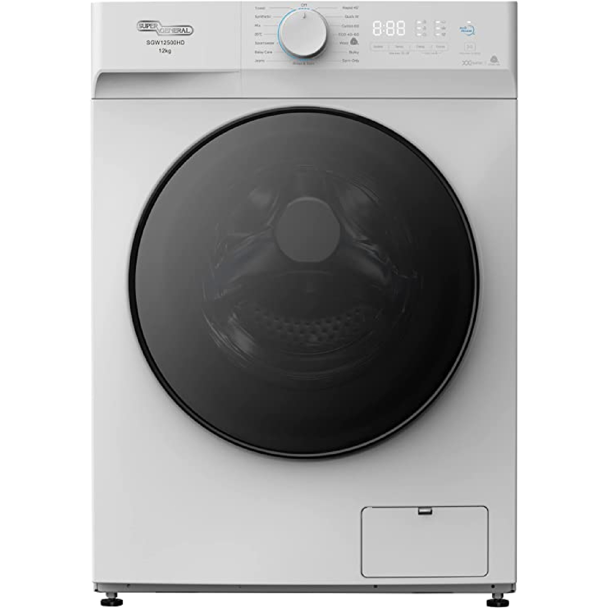 Super General Front Load Washing Machine, 12 kg, 1400 RPM, White, SGW12500HD