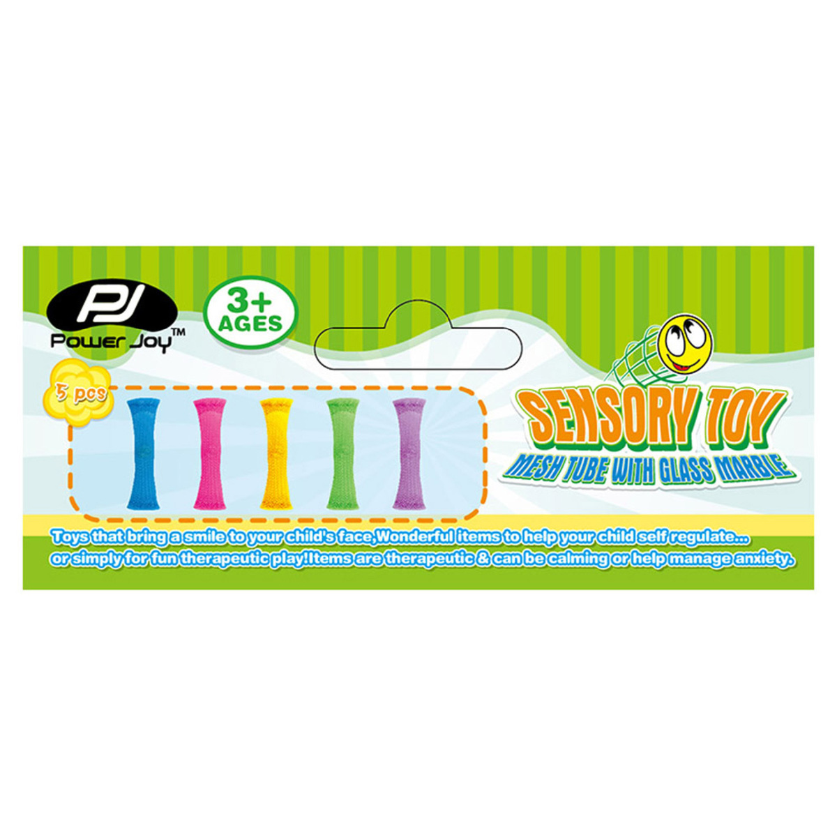 Power Joy  Sensory Toy Mesh Tube Glass Marble 5pc CRK816