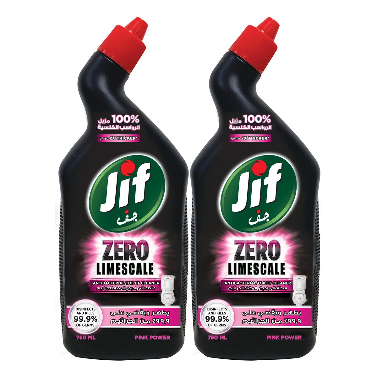 Jif Toilet Cleaner Zero Limescale Pink Power 2 x 750 ml