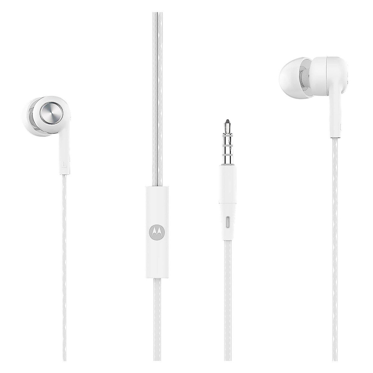 Motorola Pace 115 In-Ear Headphones, Rich HD Sound, Tangle-Free Cable white