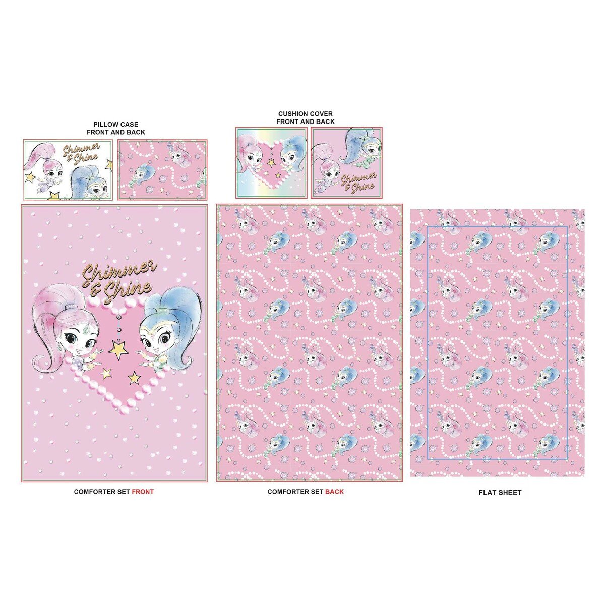 Shimmer&Shine Kids Comforter 4pcs Set 160x240cm HMBSHM1