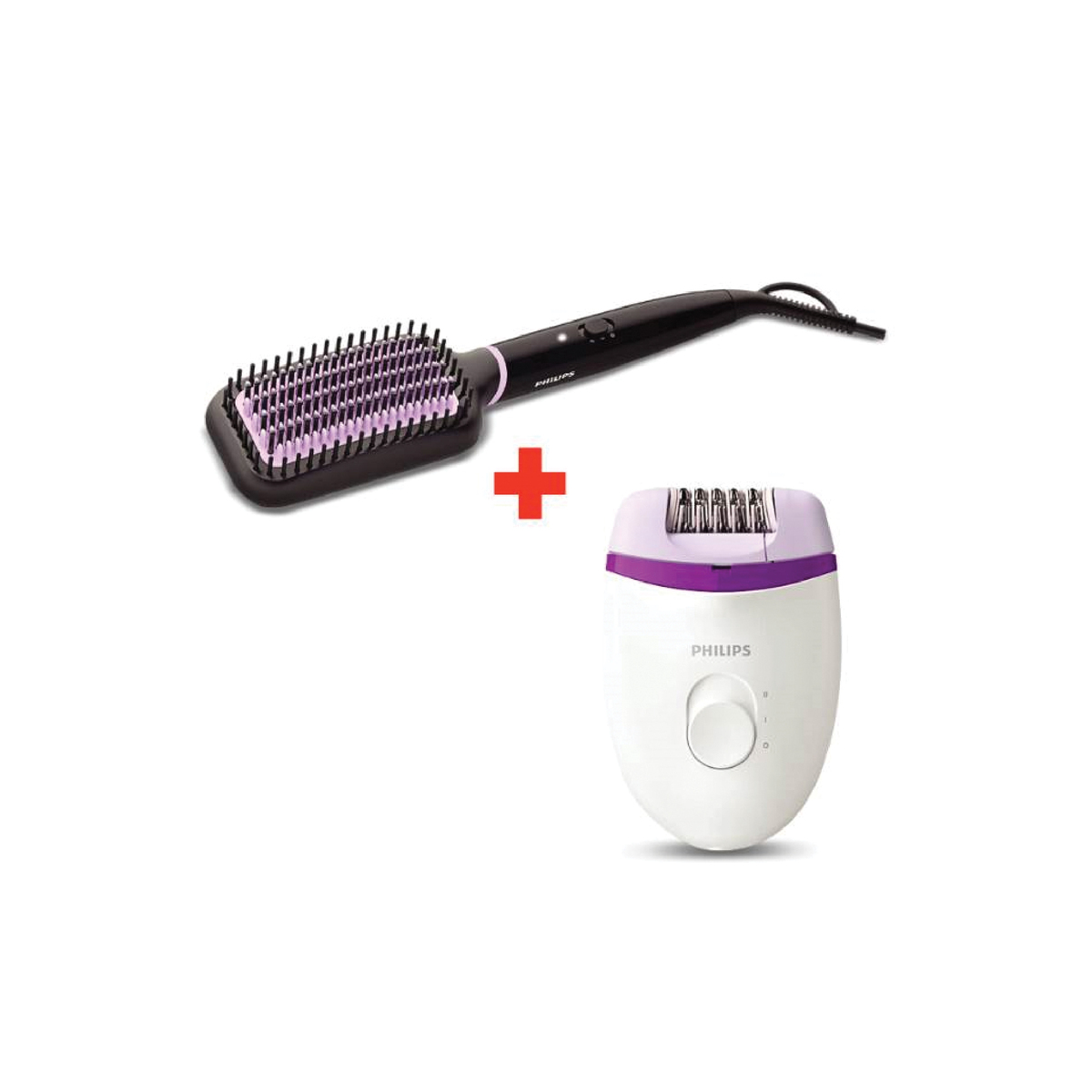 Philips StyleCare Essential - Heated Straightening Brush BHH880/03+BRE225