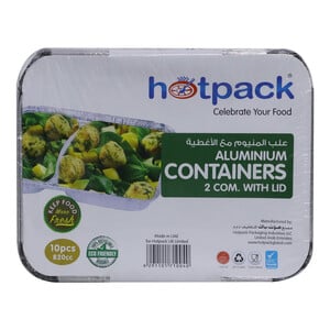 Hotpack Aluminium Containers 2 Com. With Lid 820cc 10pcs