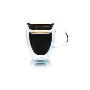 Crystal Drops Double Wall Glass Mug + With Lid 350ml