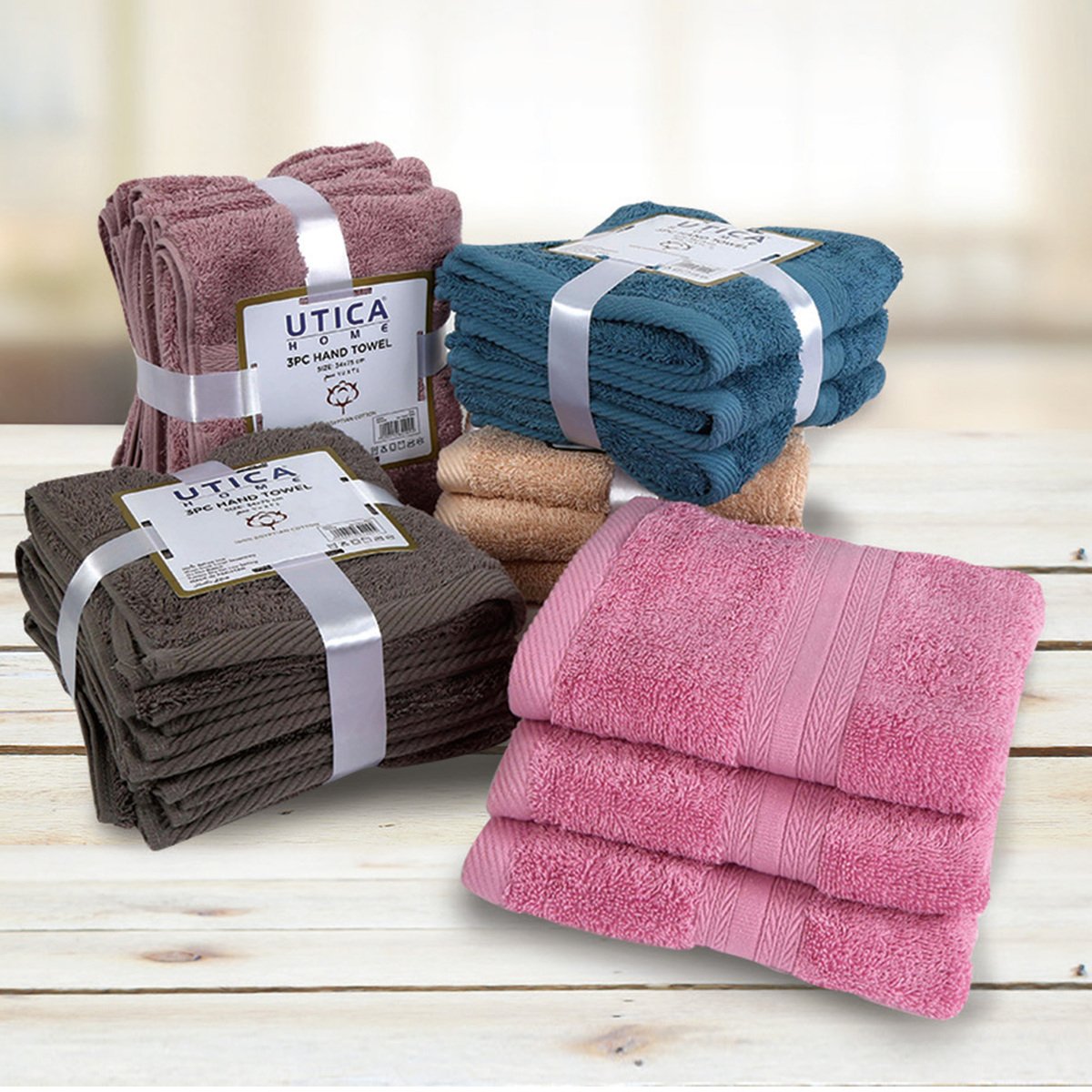 Utica Cotton Hand towel 3pcs Set EG01 Assorted Per Set