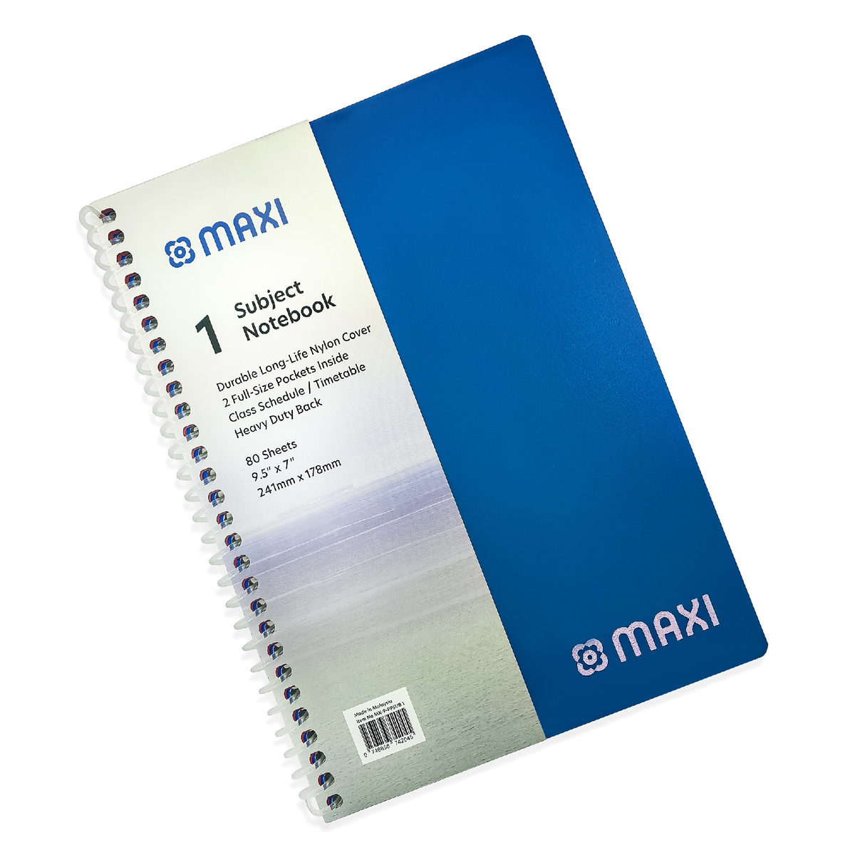 Maxi Spiral Polypropylene 1 Subject Notebook, 9.5 inch X 7 inch, 80 Sheets, Assorted Colours, MX-9-PPSUB1