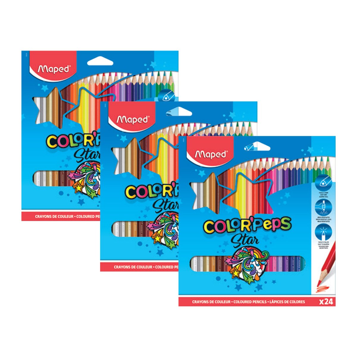 Maped Color Pep Pencil 24Colors 3Pack