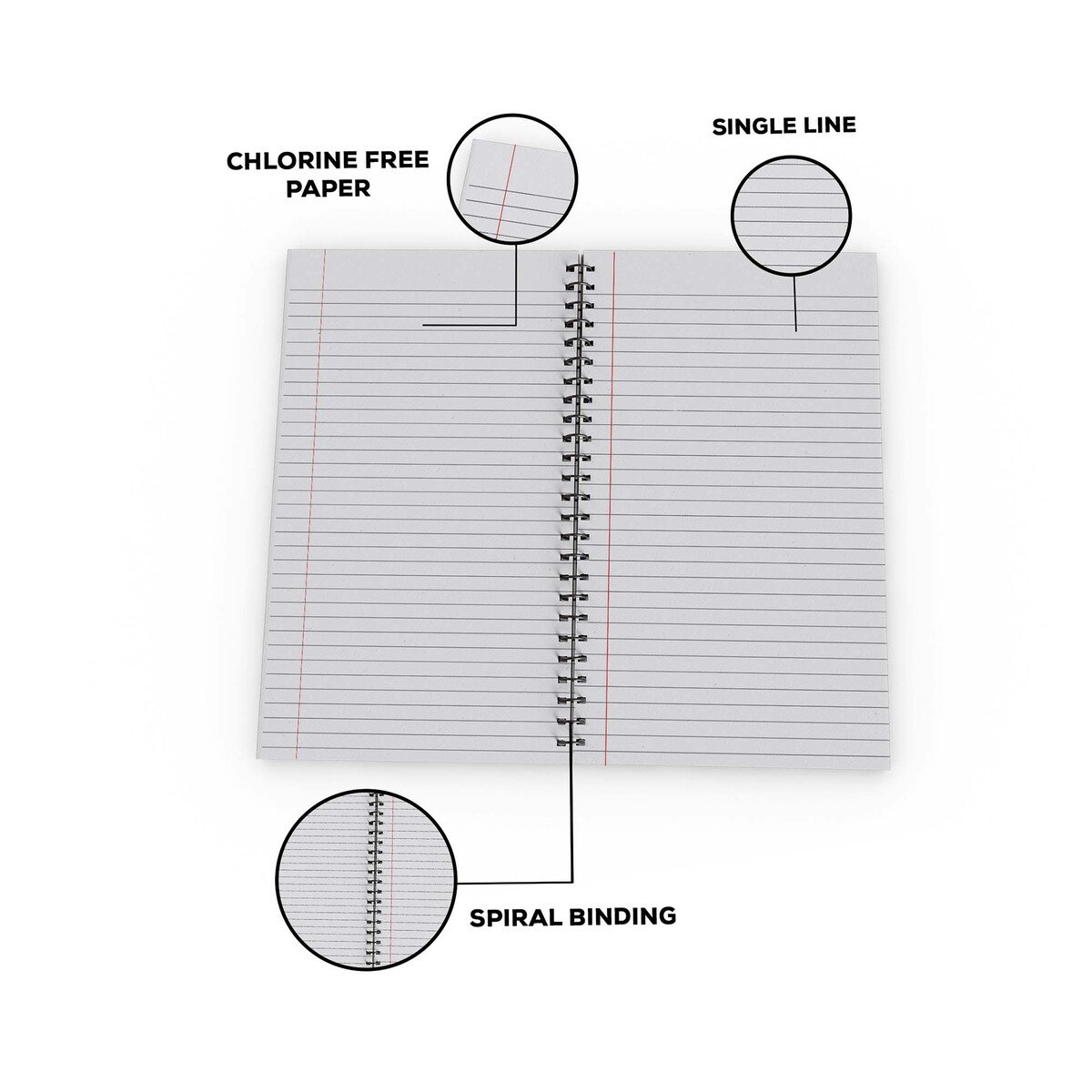 Classmate 5 Subject Book Spiral 297x210mm 60-GSM Single Line 400 Pages ...