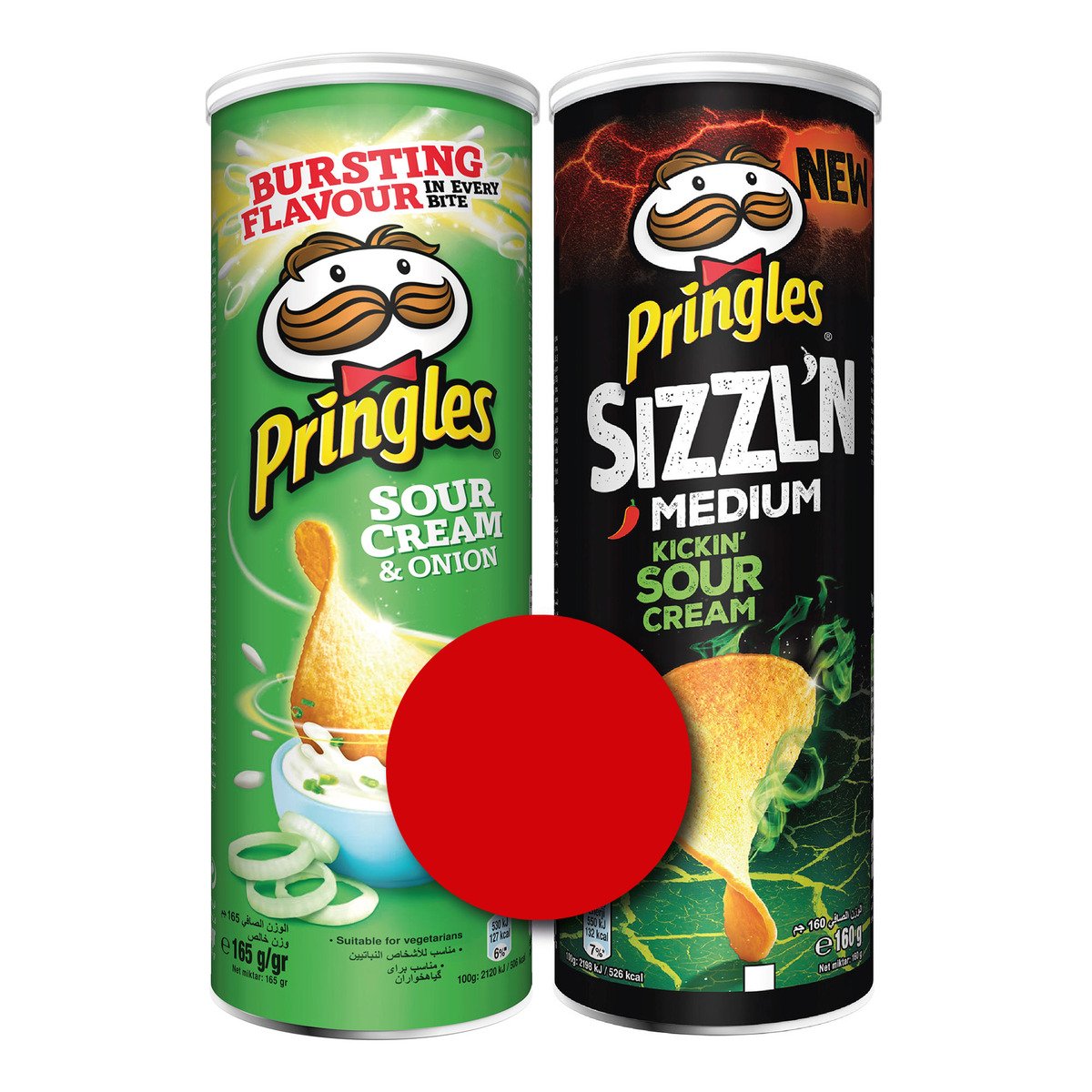 Pringles Sour Cream & Onion 165 g + Sizzl'n Medium Kickin Sour Cream 160 g