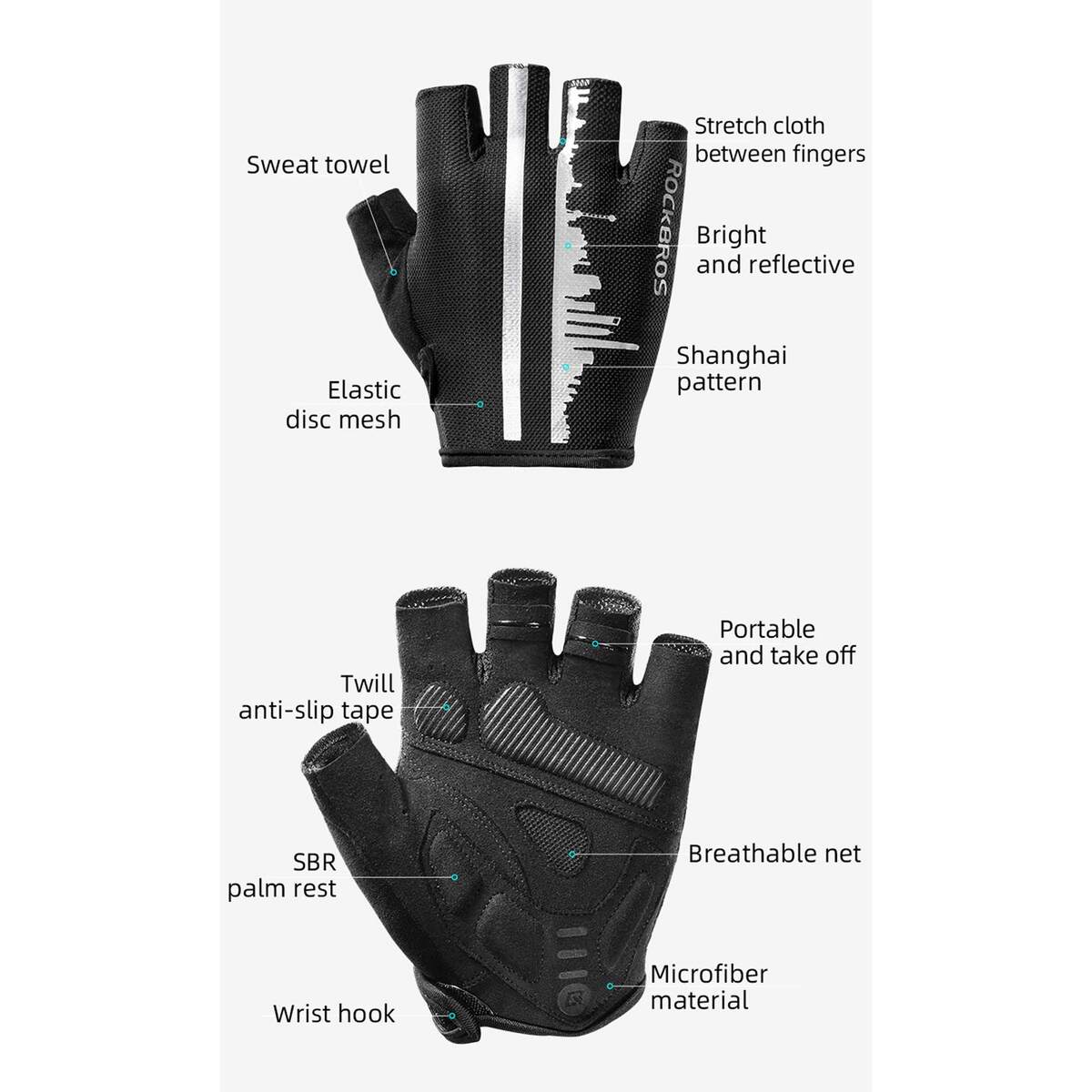 ROCKBROS Half Finger Cycling Gloves S252 Medium