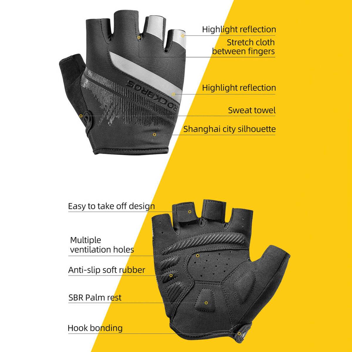 ROCKBROS Half Finger Cycling Gloves S247-XLarge