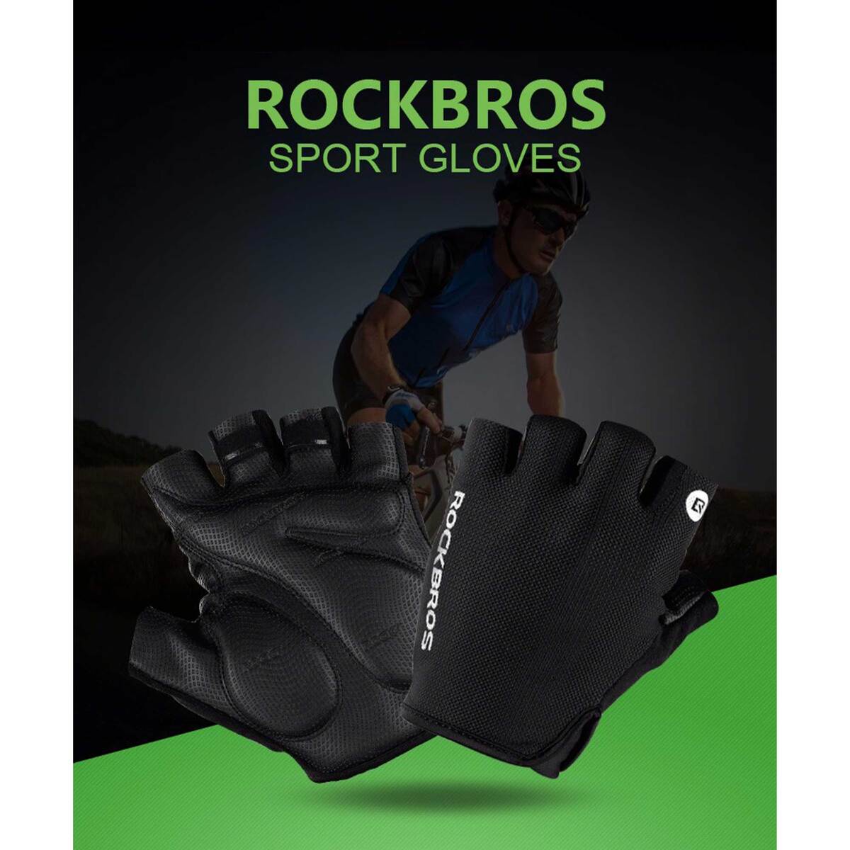 ROCKBROS Half Finger Cycling Gloves Black S106BK Small