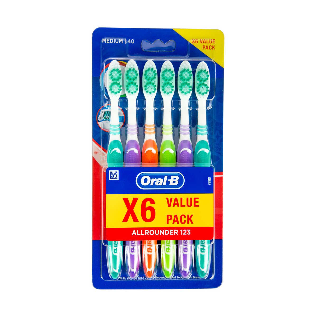 Oral B Toothbrush All Rounder 123 Medium 6 pcs