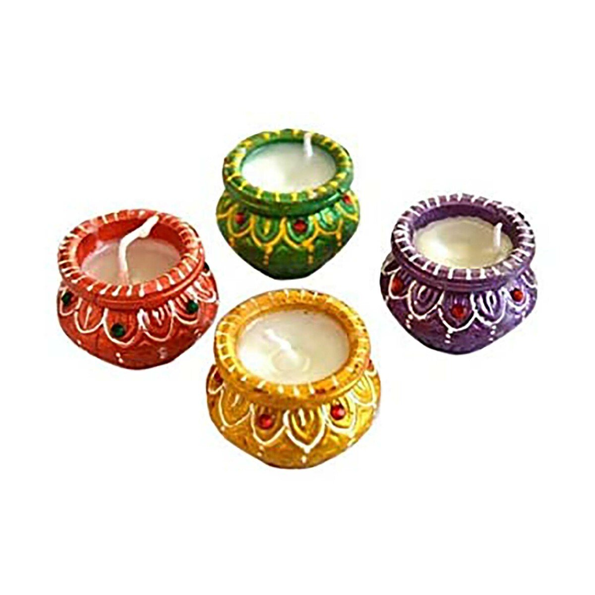 Silver Line Matki Diya 4pcs With Wax