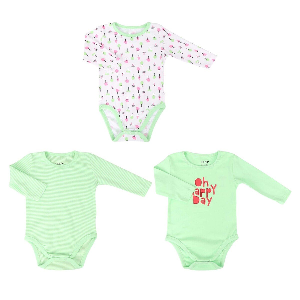 Eten Infant Girls Body Suit Long Sleeve 3Pcs Set SCCIVFG05 3-6M Online ...