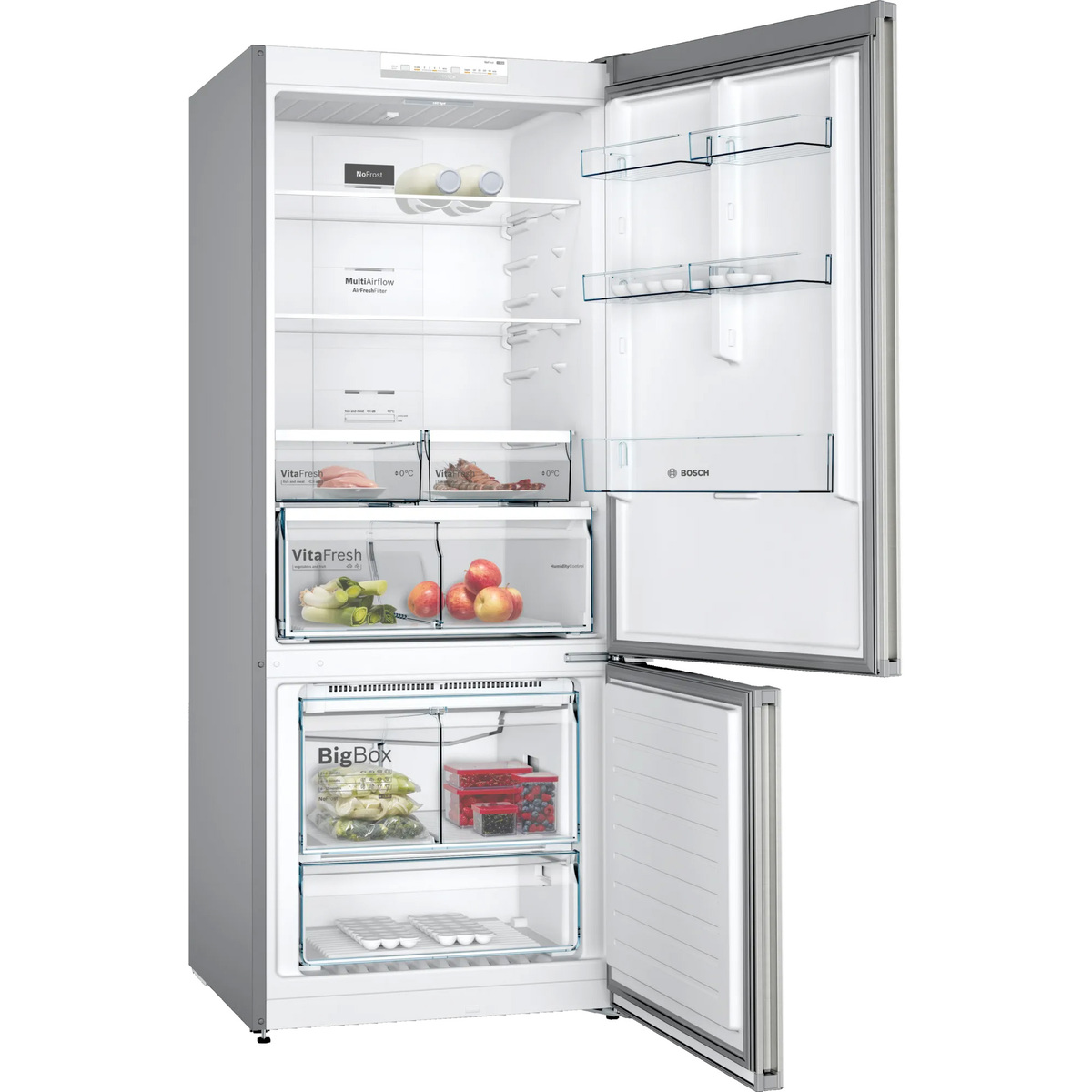 Bosch Series 4, 578 L,  Fridge With Freezer at Bottom, Stainless Steel, KGN76VI30M