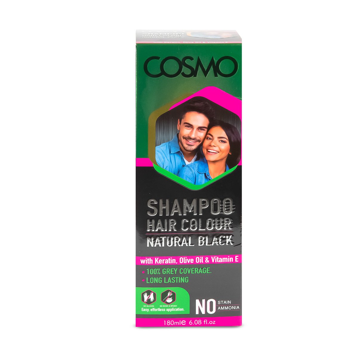 Cosmo Hair Color Shampoo Natural Black 180 ml