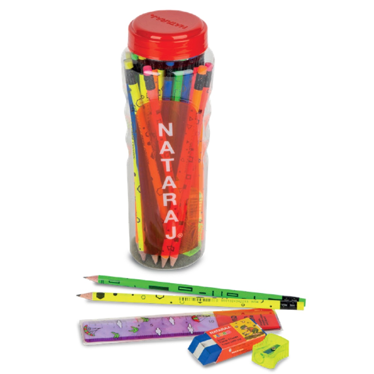 Nataraj Fluro Prints HB Pencil Combo Jar Assorted