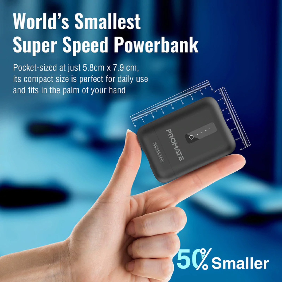 Promate 10000mAh Super Mini Power Bank ATOM-PD20 Assorted Color