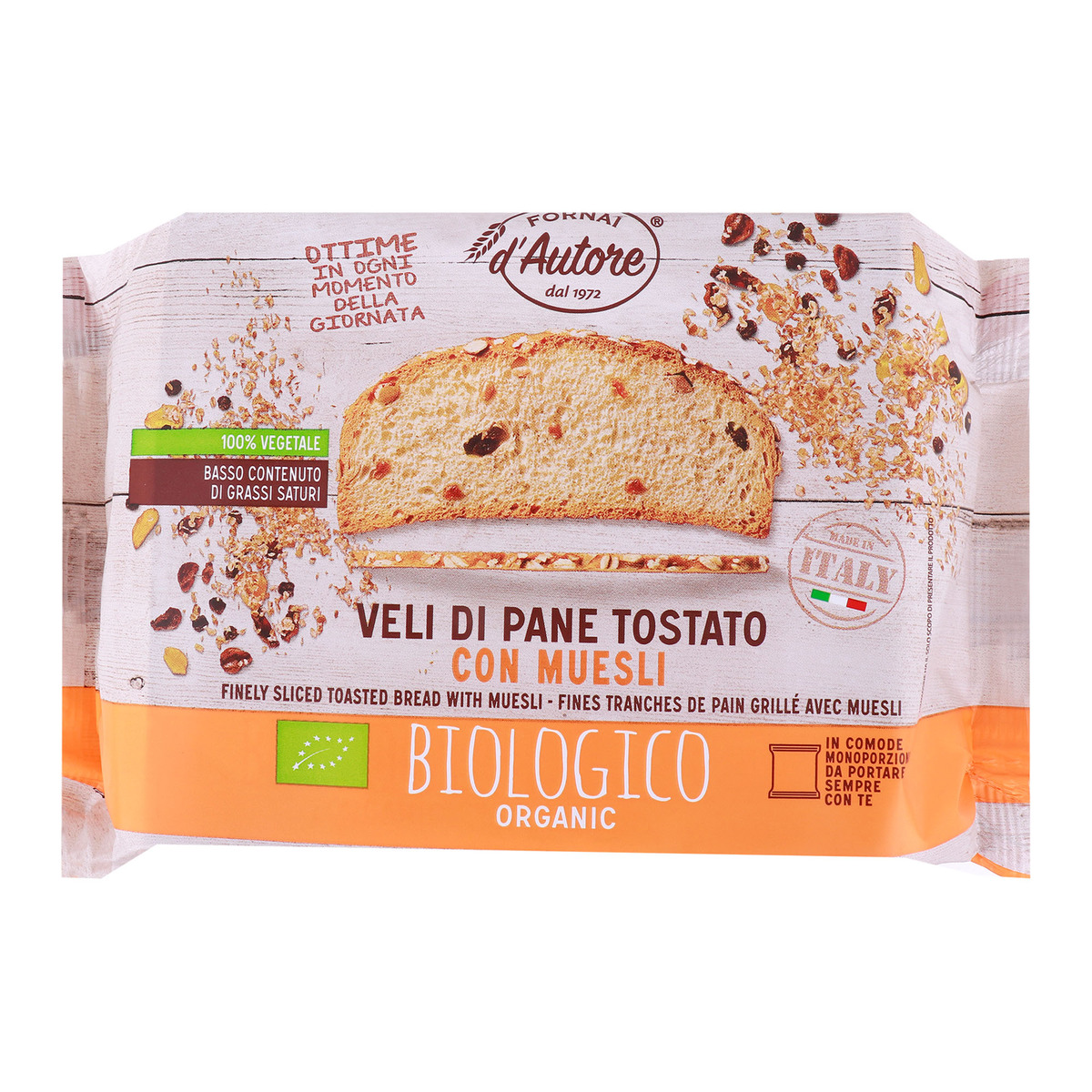 Fornai D Autore Organic Finely Toasted Bread With Muesli 135 g