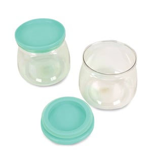 Vigor White Square Polyethylene Food Storage Container and Green Lid Set -  6/Pack