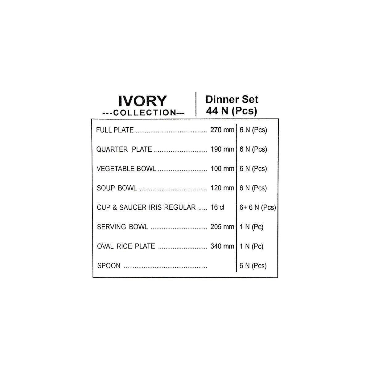 La Opala Ivory Dinner Set 44 Pcs Grace Blue