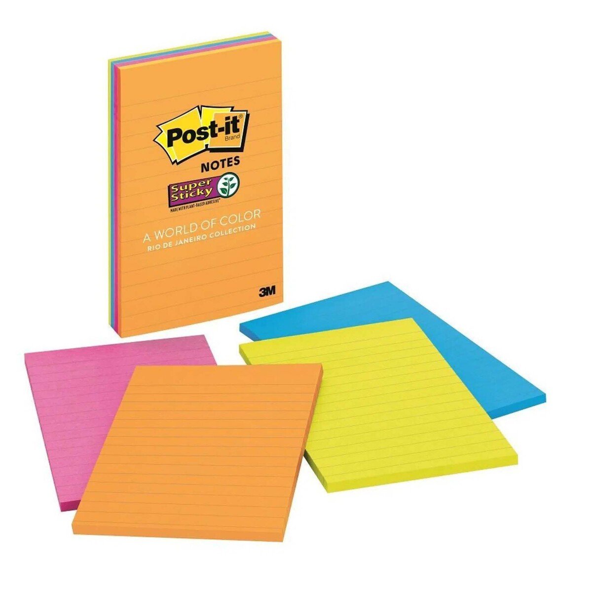 3M Post it Rio De Janerio Collection 4x6" 4pc Pack Assorted