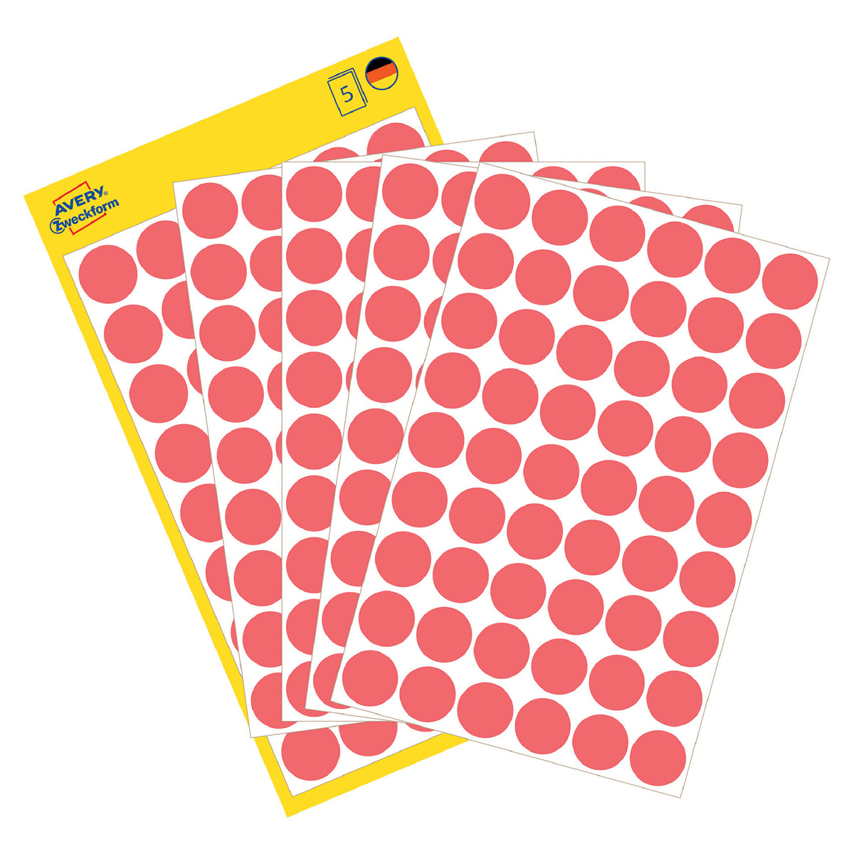 Avery Dot Stickers, 12mm, 270 Pcs, Red, 3147