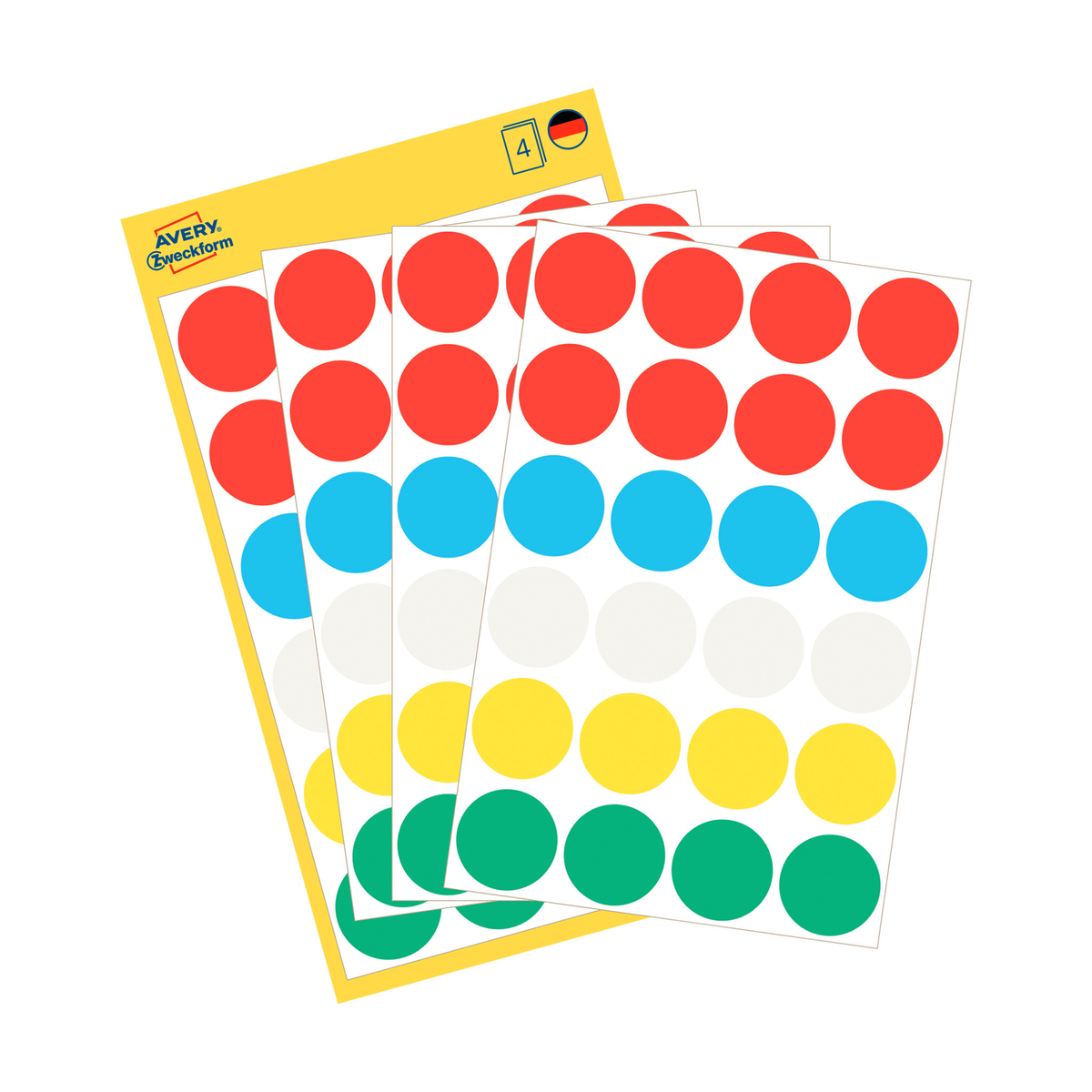 Avery Dot Stickers,18mm, 96 Pcs, Multi Color, 3089