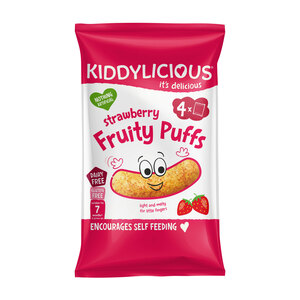 Kiddylicious Strawberry Fruity Puffs For 7 Months, 4 x 10 g