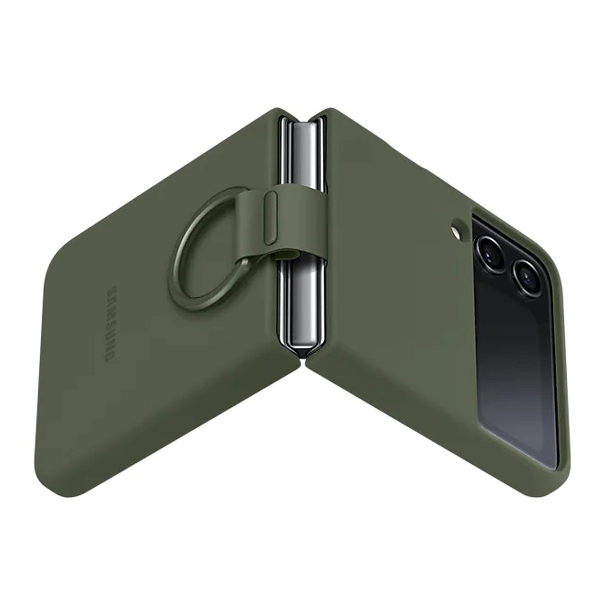 Samsung Galaxy Z Flip4 Silicone Cover with Ring, EF-PF721TGEGWW, Khaki