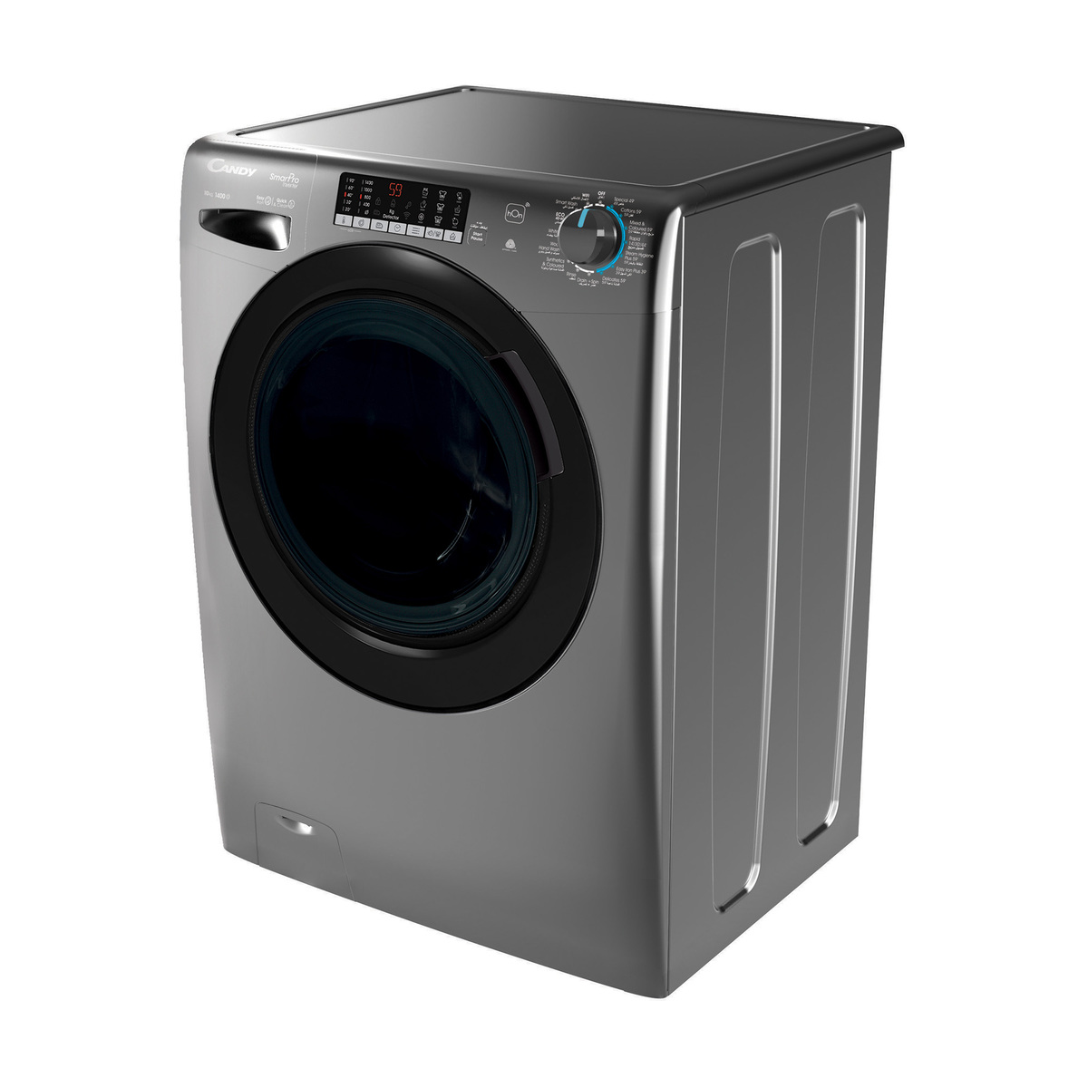 Candy Front Load Washing Machine 10KG,1400rpm,Anthracite,Black Smoky Door,Wifi+BT,SmartPro Inverter Motor,Steam  Function,Mix Power System,Class A,6 Digit Display,CSO4106TWMBR-19
